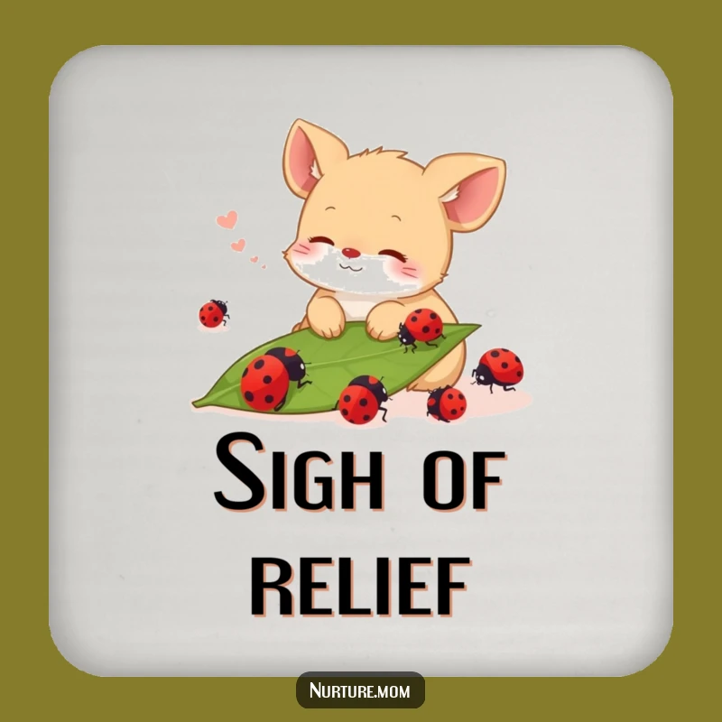 Funny Coasters Set: Content Animal's Ladybug Watcher Protection Gift