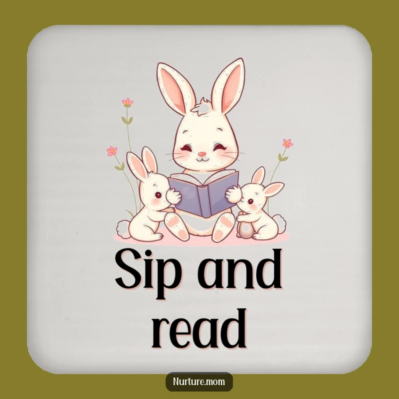 Funny Kawaii Mama Bunny Coaster: Adorable Protection for Your Table