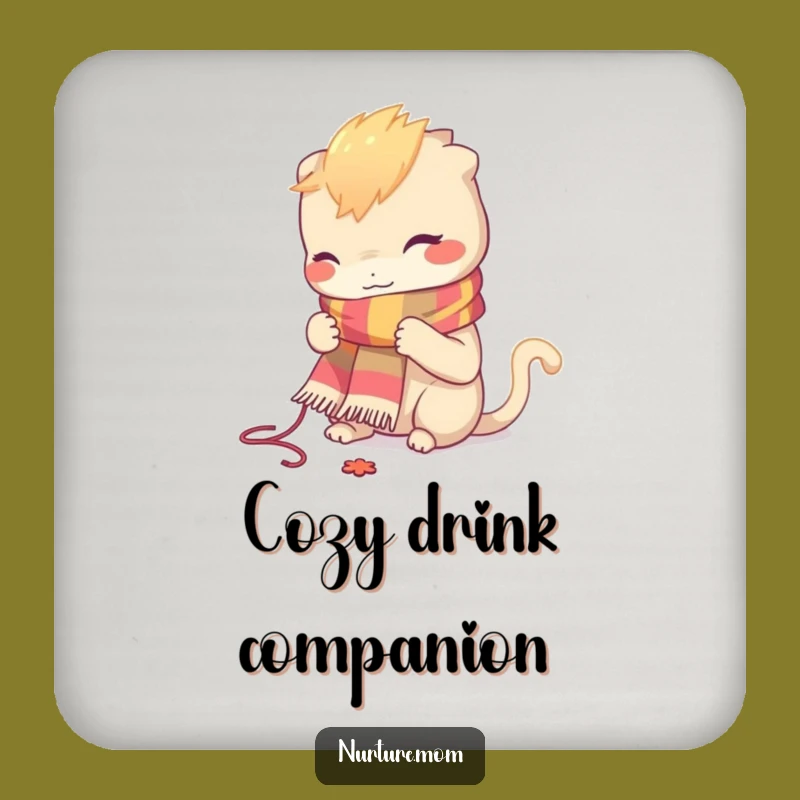 Funny Knitting Creature Coaster - Protect Surfaces with Yarn Humor!