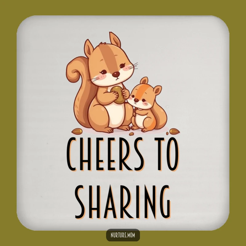 Funny Squirrel Sharing Nuts Coasters: Protect Surfaces with Woodland Humor