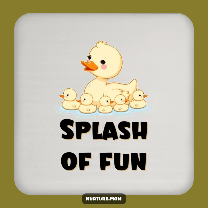 Kawaii Mama Duck Funny Drink Coaster - Cute Duckling Protection Gift