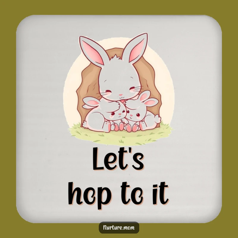 Funny Mother Rabbit Burrow Coaster Set: Cute Surface Protection Gift