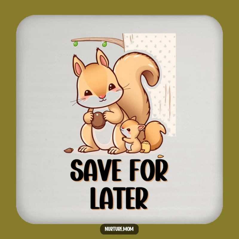 Kawaii Mother Squirrel Funny Drink Coaster - Nut Protection Gift