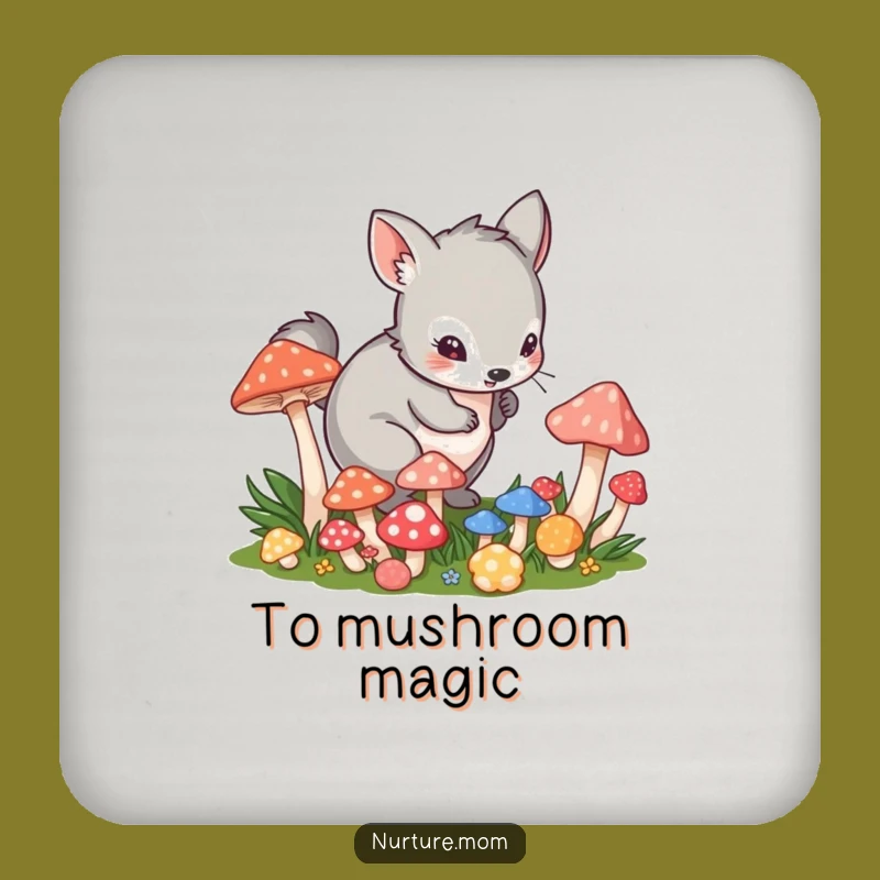 Funny Coasters Set: Playful Animal's Mushroom Protection Gift