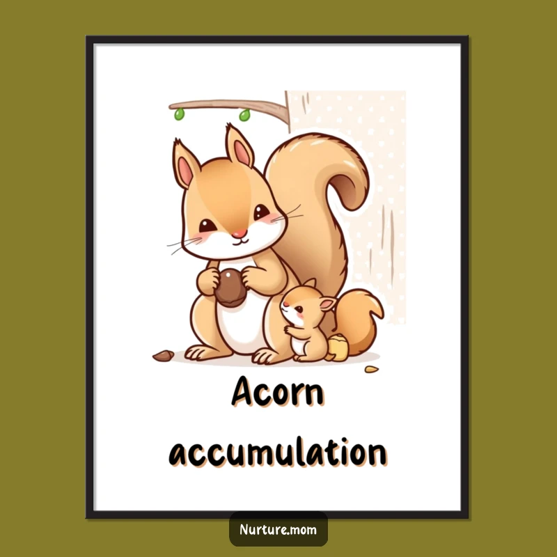 Adorable Kawaii Mother Squirrel Funny Poster - Wall Art Gift