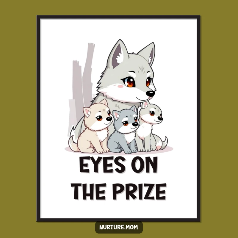 Funny Wolf Mom Poster: Fierce Guardian Art for Your Walls