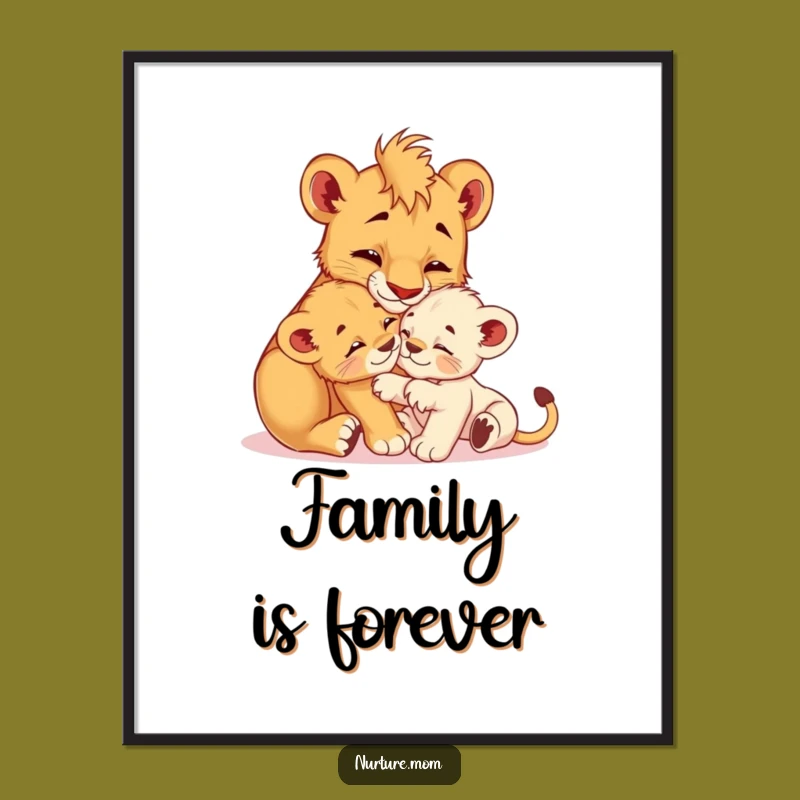 Funny! Wild Motherhood Lioness Cub Poster: Decorate with Love & Laughs