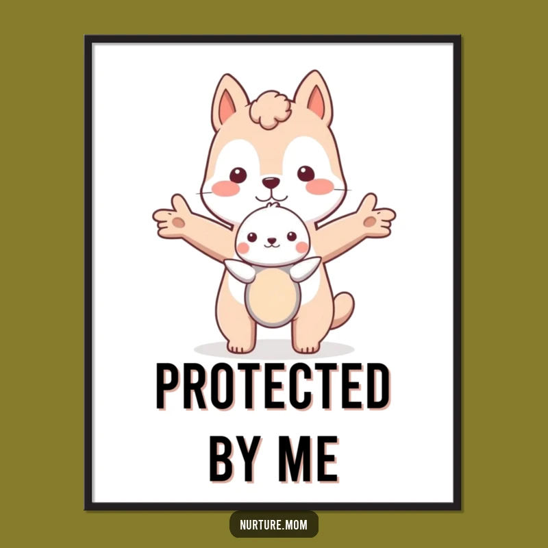 Funny Animal Guardian Poster: Heartwarming Art for a Safe Space