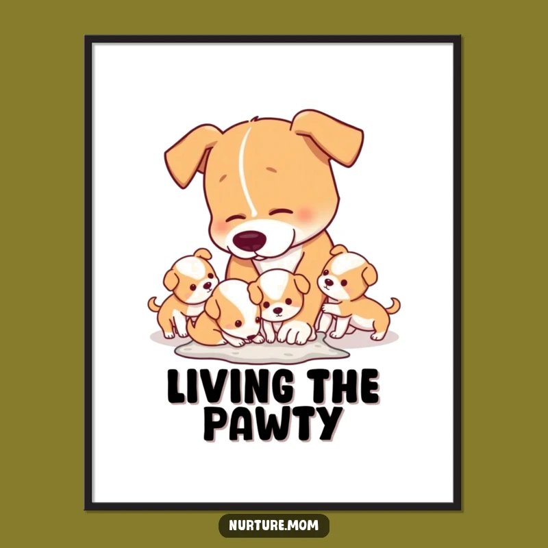 Funny Mom Dog Cleaning Poster - Whimsical Wall Art Gift
