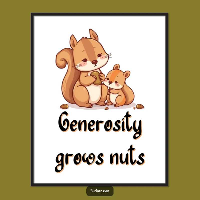 Funny Squirrel Sharing Nuts Poster: Bring Woodland Generosity and Humor Home