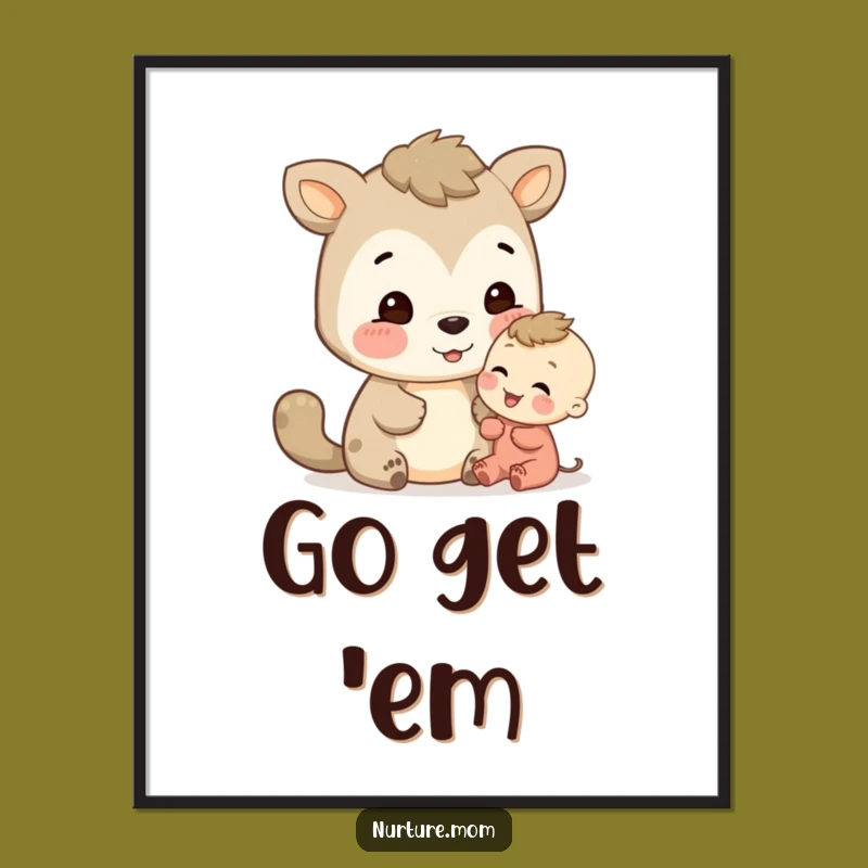 Funny Animal Encouragement Poster: Heartwarming Art for a Positive Space