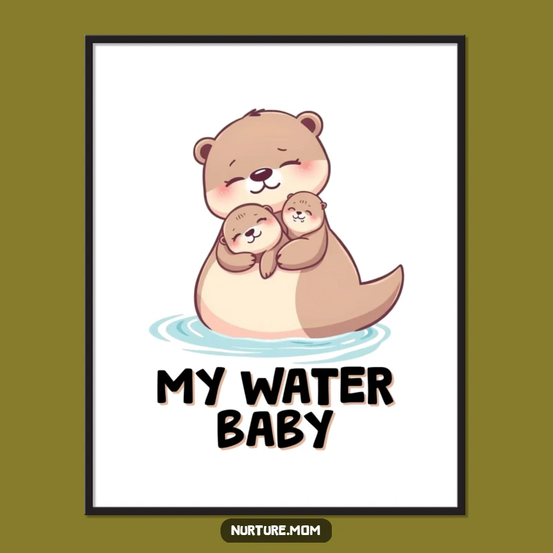 Funny Otter Mom Poster: Adorable Aquatic Art for Your Walls
