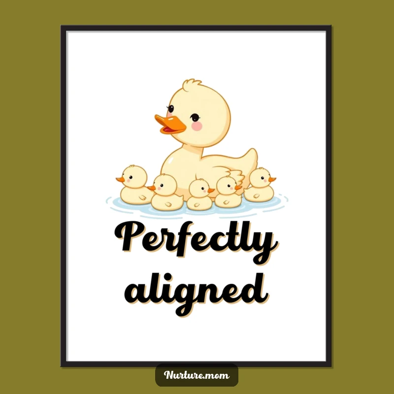Adorable Kawaii Mama Duck Funny Poster - Whimsical Wall Art Gift