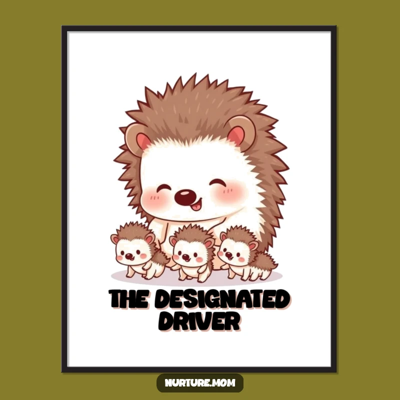 Funny Hedgehog Siblings Poster: Adorable Family Scene, Heartwarming & Hilarious Wall Art