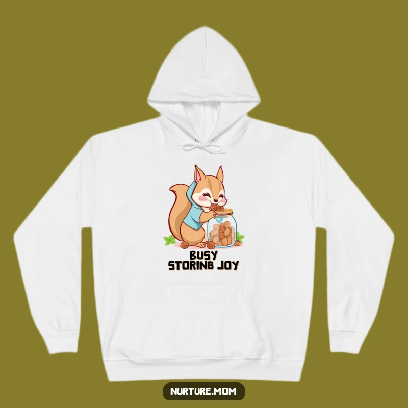 Funny Kawaii Squirrel Mom Hoodie: Cozy Nut Stash Design, Warm and Funny Gift