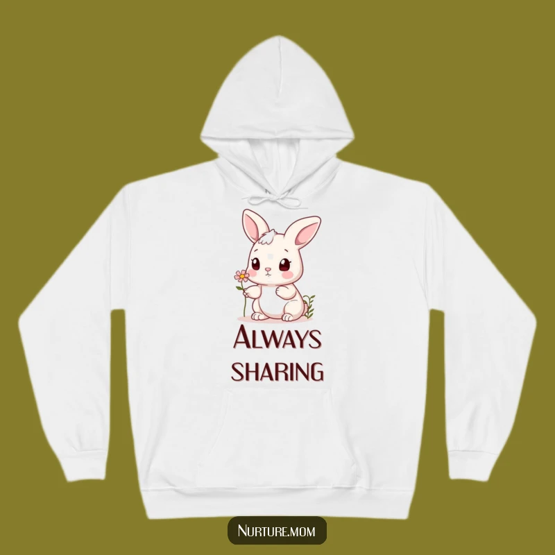 Cozy Funny Bunny Hoodie: Cute Rabbit Offering Flower, Warm & Funny Gift