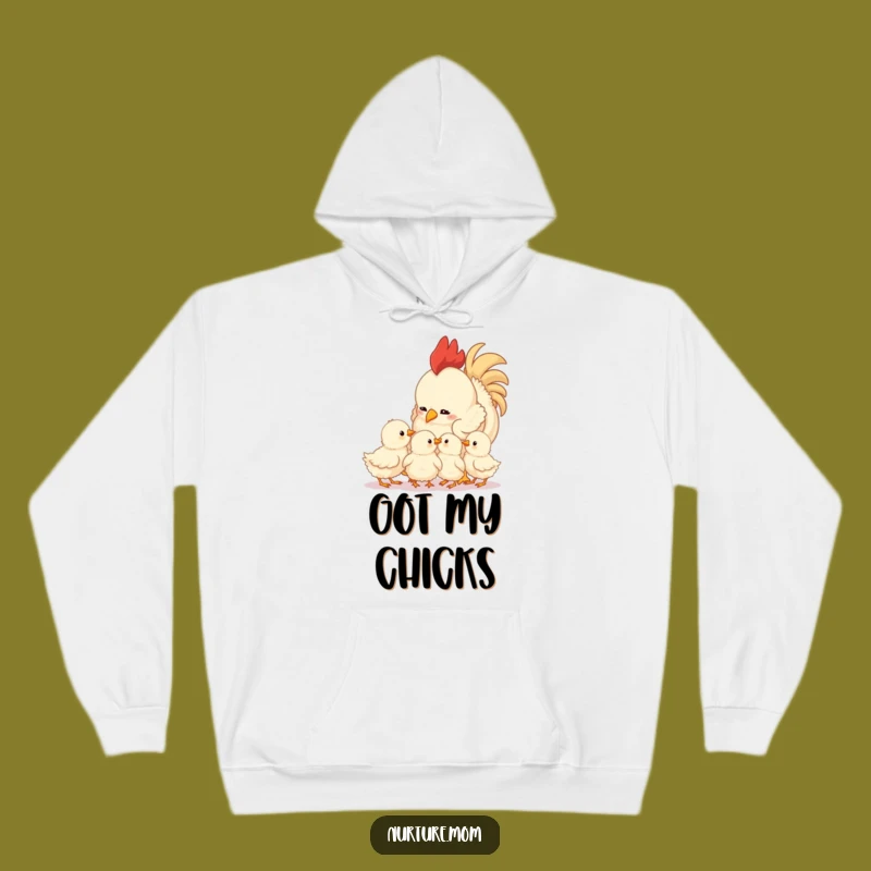 Cozy Funny Mother Hen Hoodie: Warm Chicks Design, Adorable & Hilarious Gift Apparel