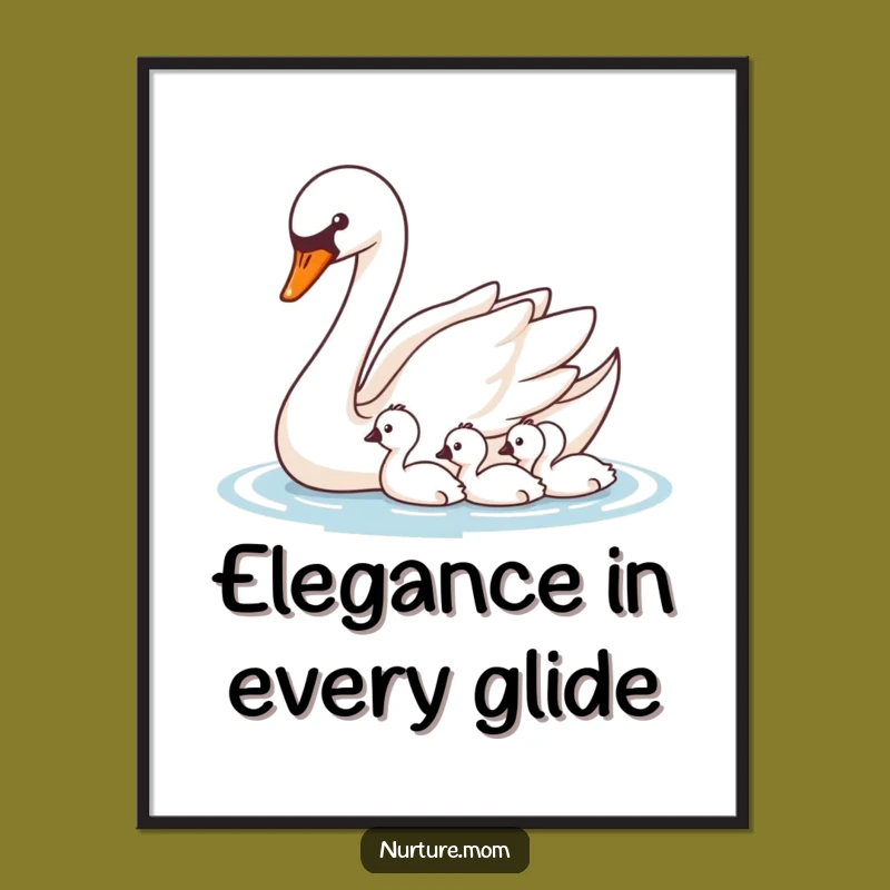 Elegant Free Printable Wall Art: Swan & Cygnets' Serene Scene, Downloadable Decor!