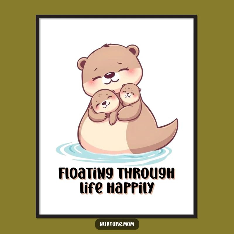 Free Printable Wall Art: Loving Otter Mom & Pup, Funny Downloadable Aquatic Decor