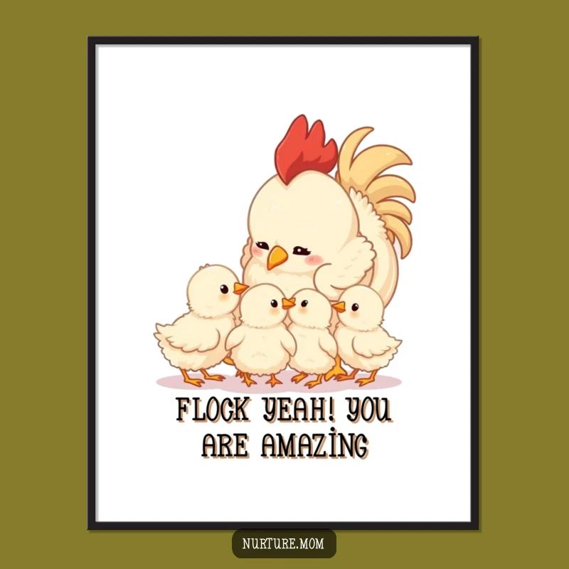 Free Printable Wall Art: Mother Hen & Chicks, Adorable Downloadable Decor Gift
