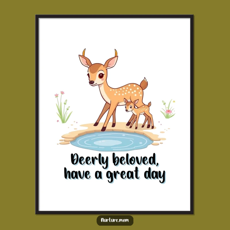 Funny Free Printable Deer Wall Art: Kawaii Mama & Fawn Downloadable Decor, Cute DIY!