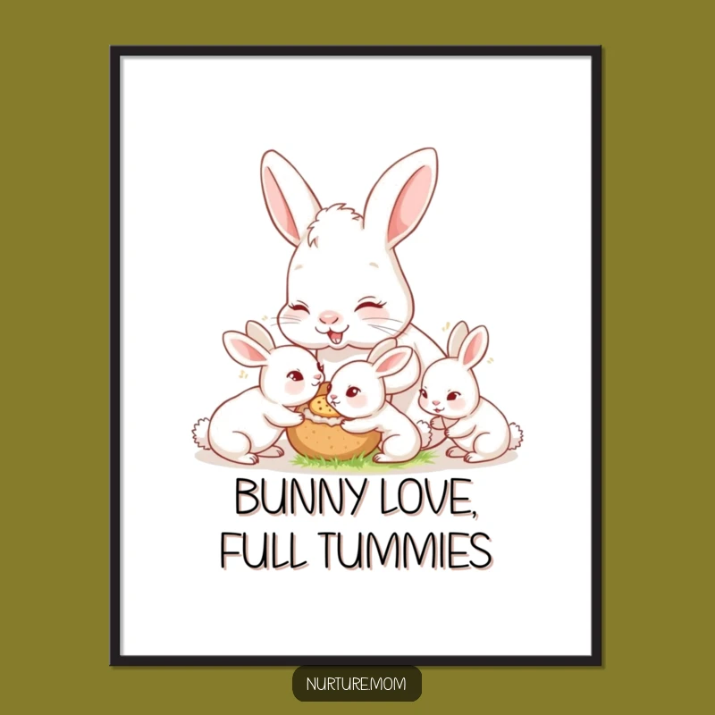 Funny Free Printable Wall Art: Mama Rabbit & Bunnies, Downloadable Gift Decor