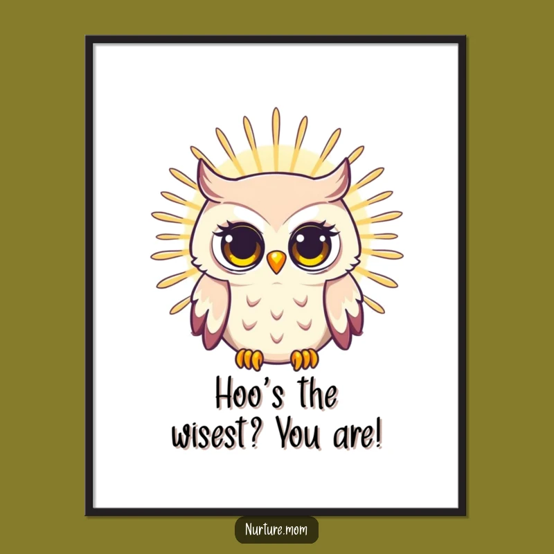Free Printable Wall Art: Wise Owl Mom Radiating Wisdom - Funny Downloadable Decor