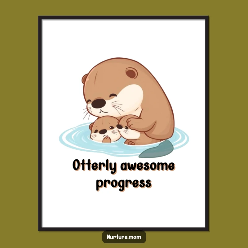 Otter Swim Lesson Art: Funny Free Printable Wall Art, Downloadable Aquatic Decor