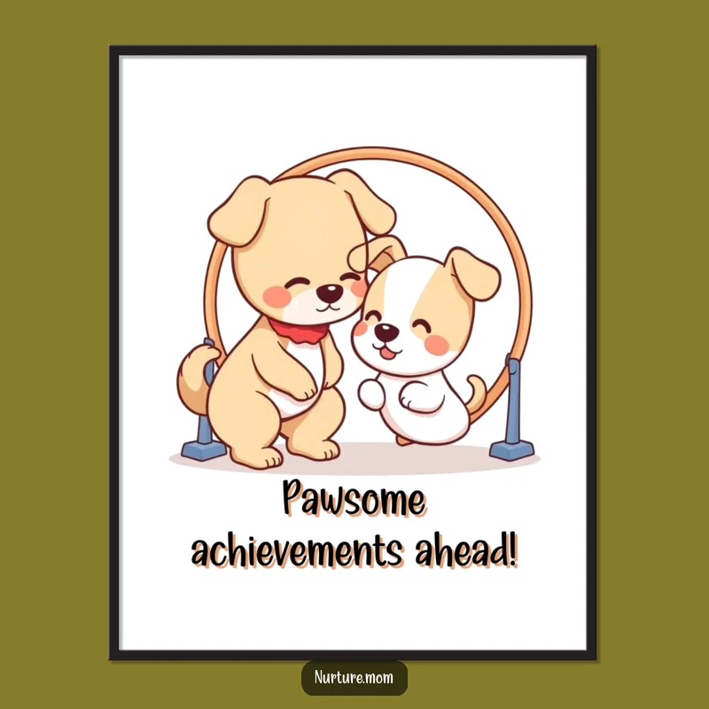 Free Printable Wall Art: Funny Kawaii Dog Mom Puppy Hoop Training Poster