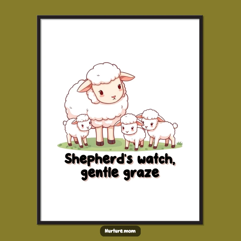 Funny Free Printable Wall Art: Mama Sheep & Lambs, Downloadable Gift Decor