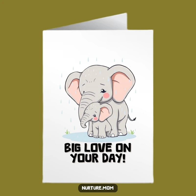 Free Printable Birthday Card: Gentle Elephant Mom & Calf for a Sweet Downloadable Gift