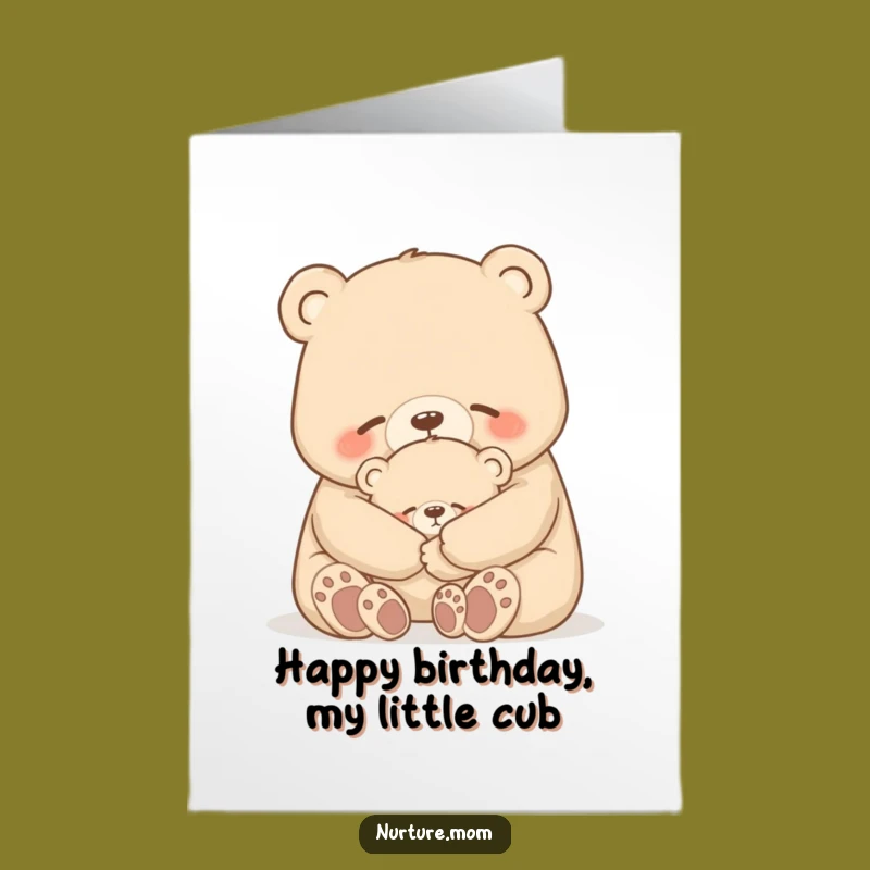 Free Printable Bear Birthday Card: Motherly Hug Downloadable Love