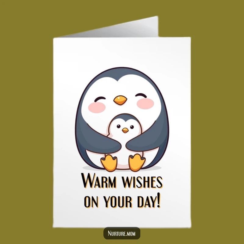 Free Printable Birthday Card: Cozy Penguin Mom & Chick for a Warm Downloadable Gift