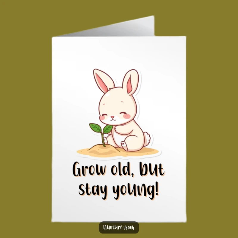 Free Printable Birthday Card: Funny Bunny Sprout Growth, Perfect Downloadable Gift