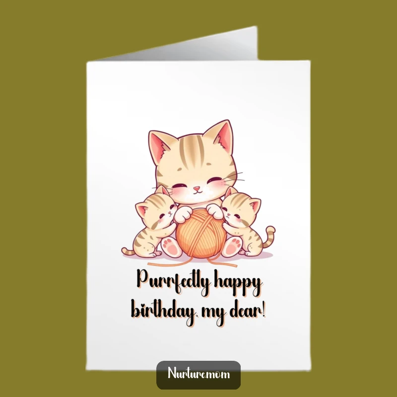 Free Printable Funny Cat Birthday Card: Cute Mama & Kittens Downloadable, Purrfectly Fun!