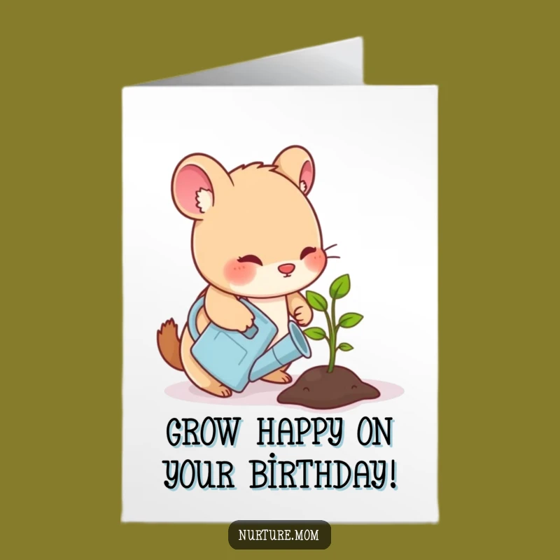 Free Printable Gardener Birthday Card - Funny Animal Downloadable Growth