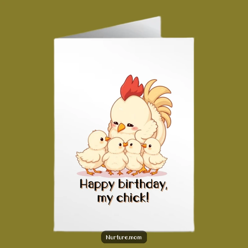 Free Printable Birthday Card: Adorable Mother Hen & Chicks, Sweet Downloadable Gift