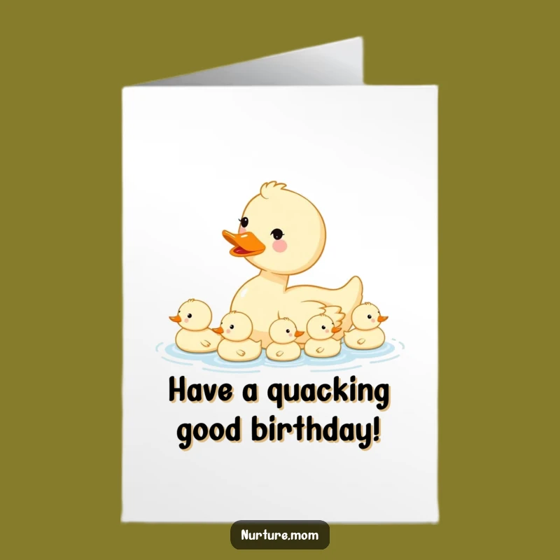 Free Printable Funny Duck Birthday Card: Cute Mama & Ducklings Downloadable, Perfect DIY!