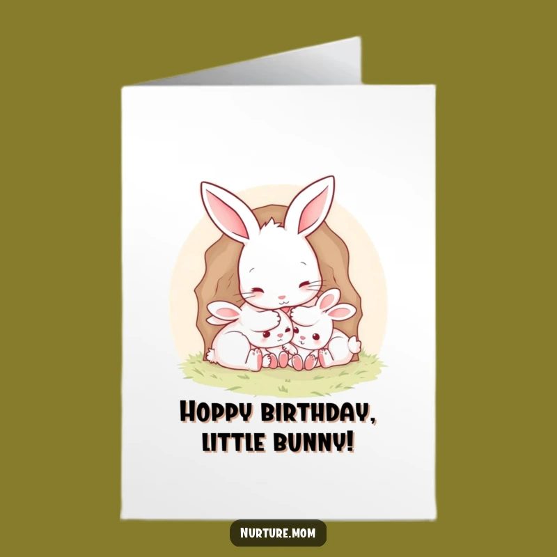 Free Printable Birthday Card: Cute Bunny Mom's Cozy Hugs for a Hop-py Birthday!