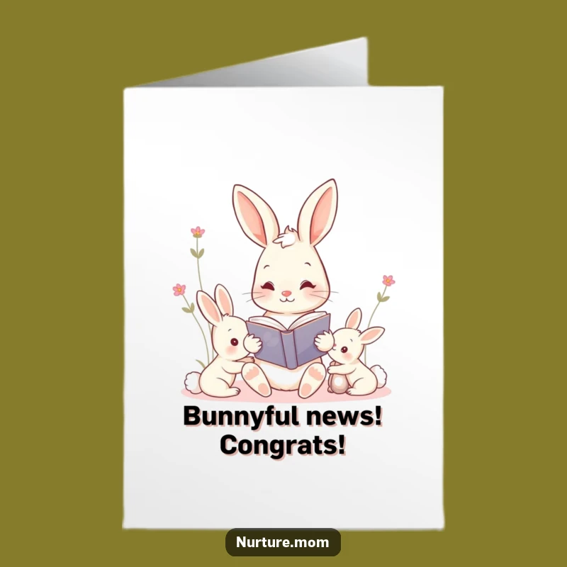 Free Printable Congrats Card: Mama Bunny & Kits Celebrate - Funny Downloadable