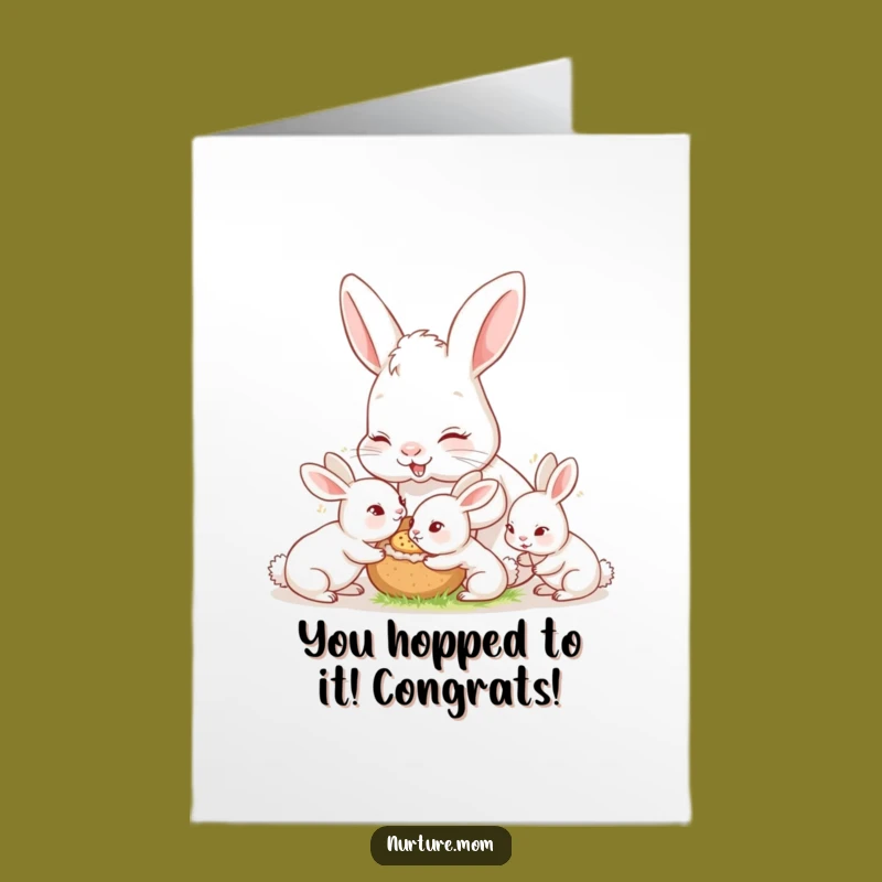 Free Printable Congrats Card: Mama Rabbit & Bunnies, Funny Downloadable Gift