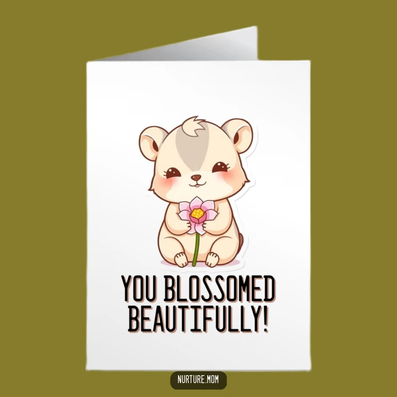 Free Printable Congrats Card: Nurturing Animal & Flower, Uplifting Downloadable Humorous Gift
