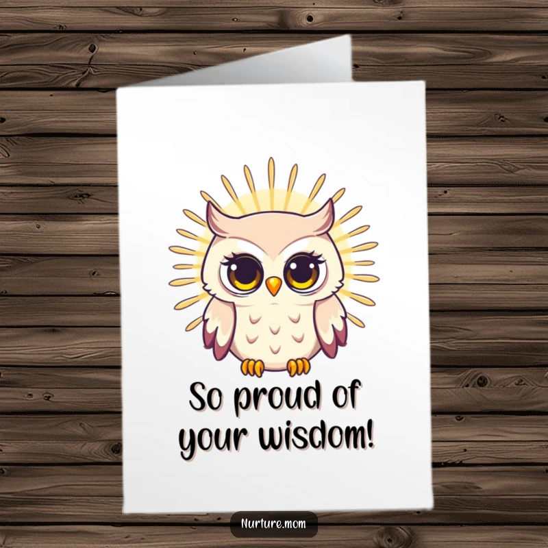 Funny Free Printable Congratulations Card: A wise owl mom radiating pride, perfect for celebrating achievements with humor.