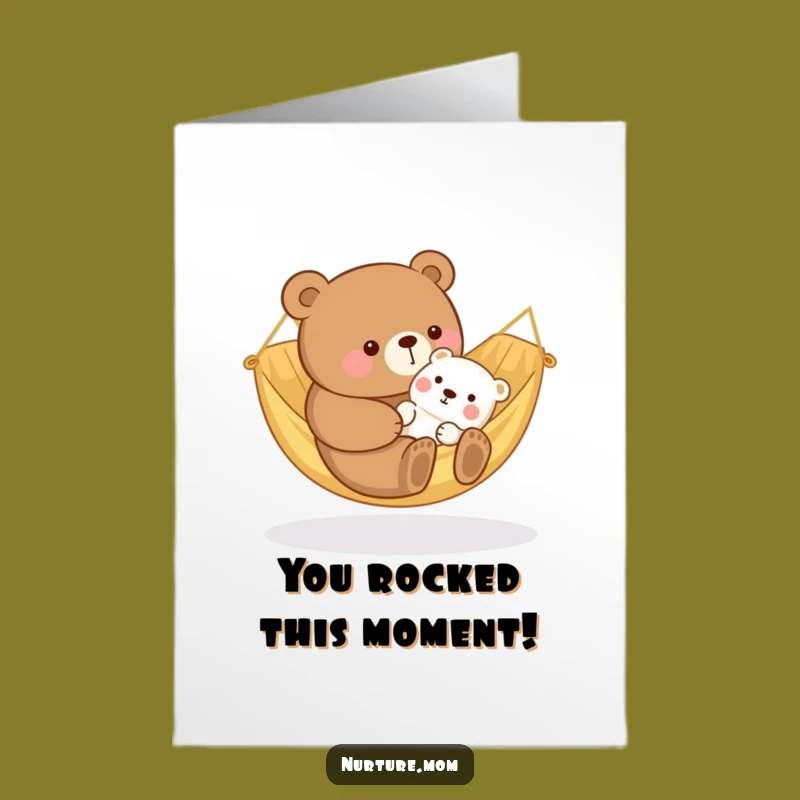 Free Printable Kawaii Bear Congrats Card: Hammock Baby Celebration