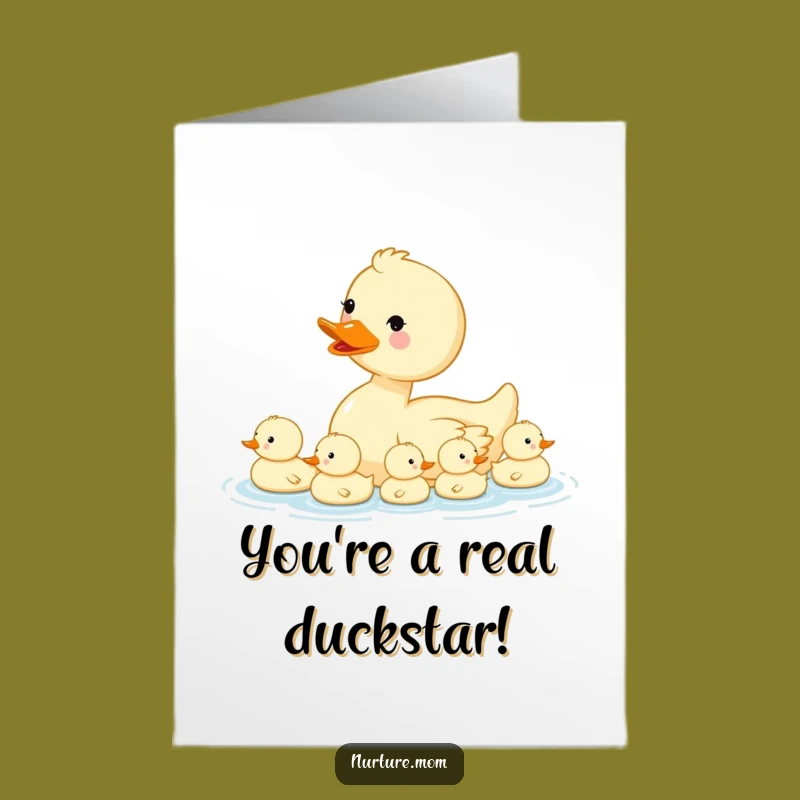 Free Printable Kawaii Duck Congrats Card: Mama & Ducklings Downloadable, Perfectly Aligned!