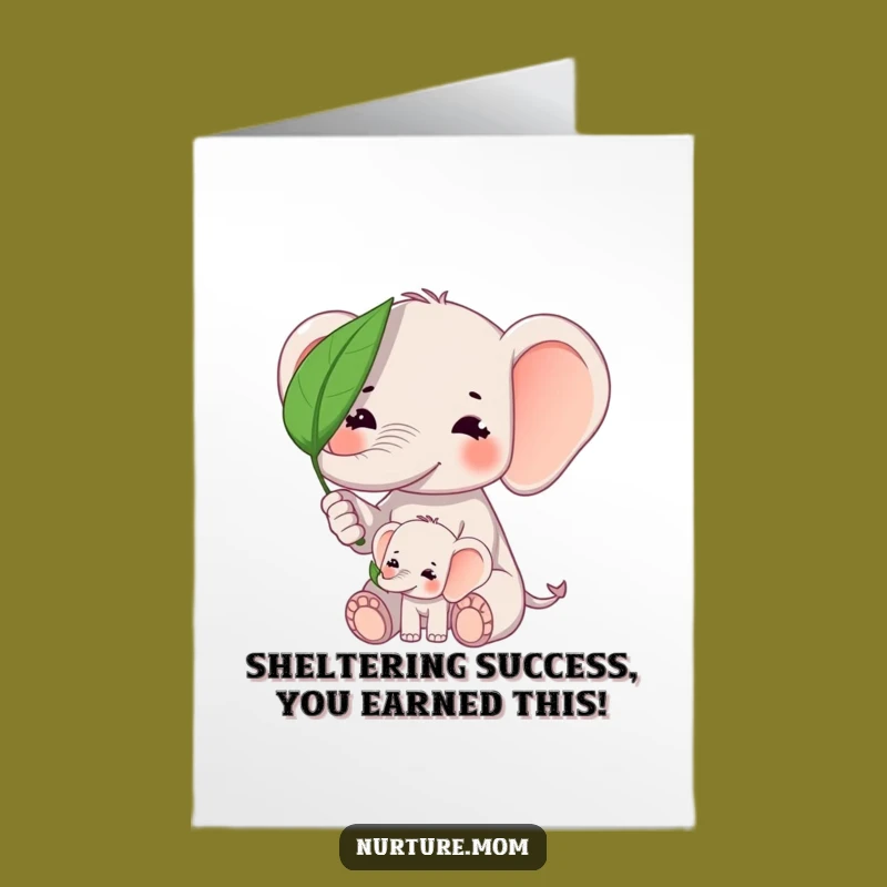 Free Printable Congrats Card: Kawaii Elephant Mom & Baby - Funny Downloadable Gift