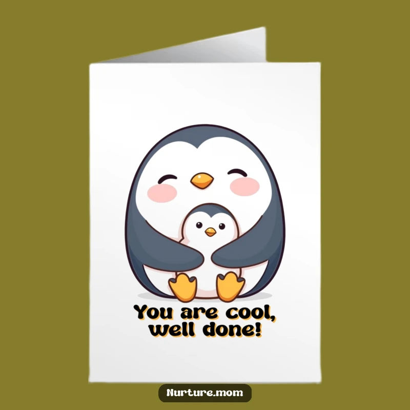Free Printable Congrats Card: Caring Penguin Mom & Chick, Heartfelt Downloadable Gift