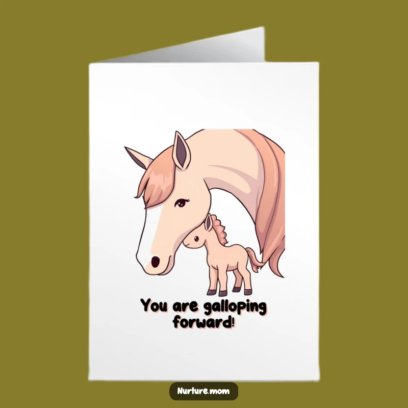 Free Printable Congrats Card: Loving Horse Mom & Foal, Heartfelt Downloadable Gift