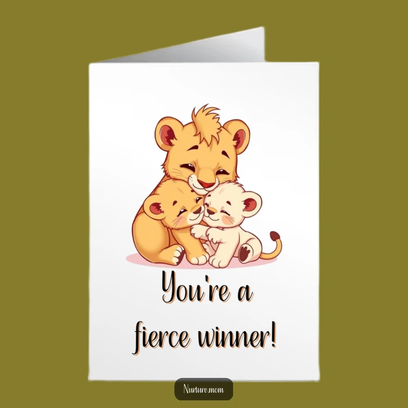 Free Printable Congrats Card: Lion Family Pride, Heartwarming Download