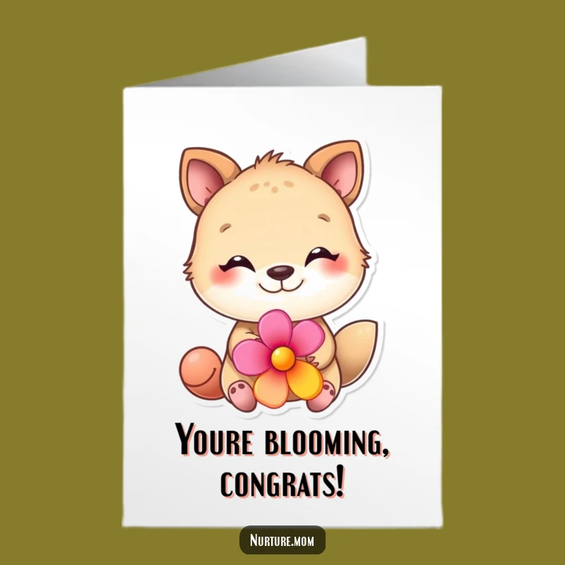 Free Printable Congrats Card: Sweet Animal Flower - Funny Downloadable Greeting